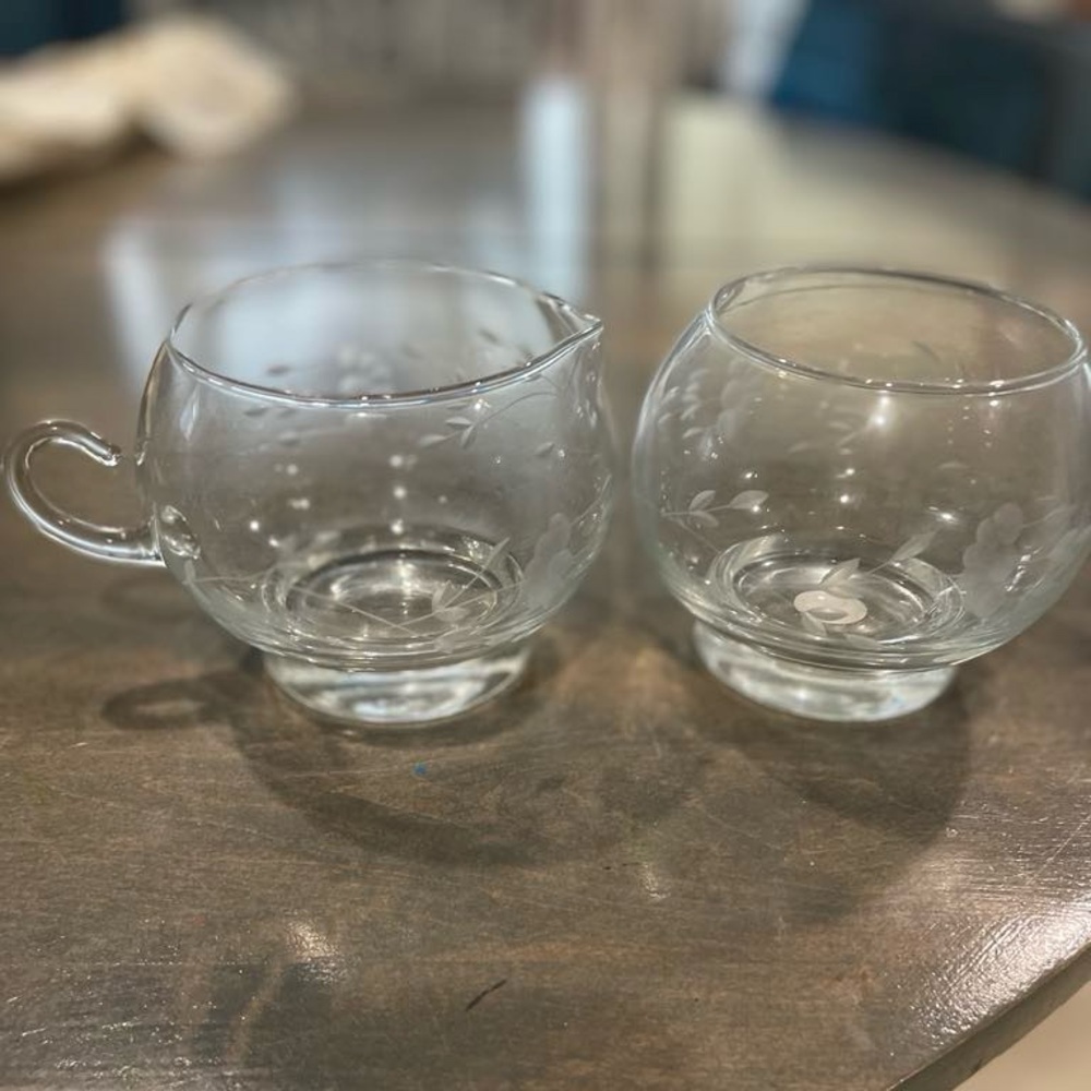 Elegant Clear Glass Creamer and Sugar Bowl Set